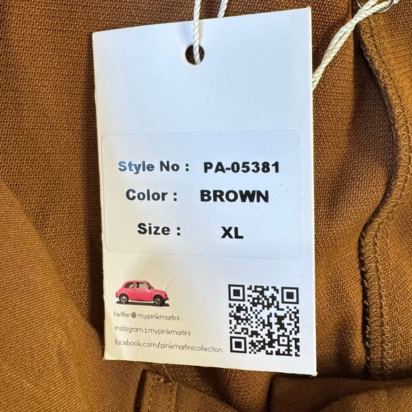 Brown Wide Leg Pleated Front Trousers Pink Martini Professional Office Chic XL - Picture 6 of 8